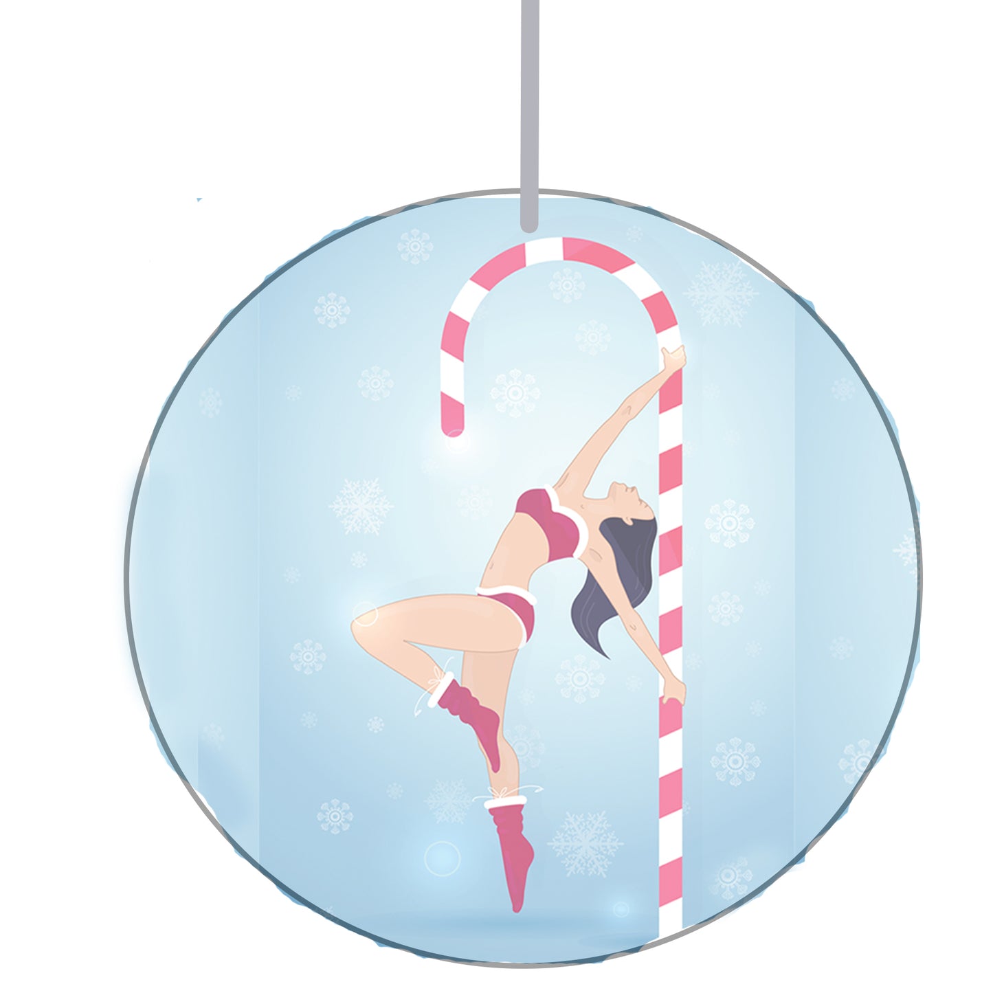 Candy Cane Pole Girl Acrylic Ornament