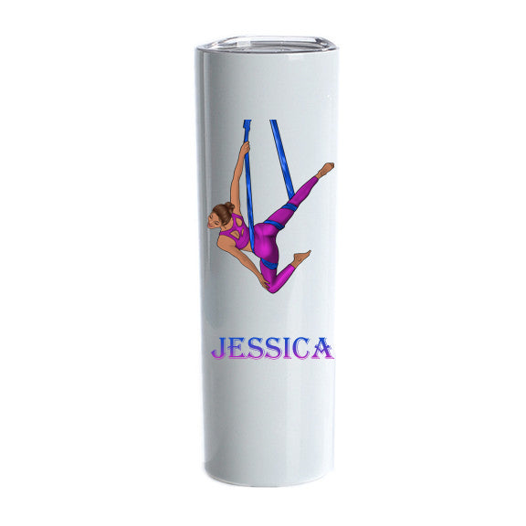 Personalized Custom Aerial Silks Girl Glitter Drink Tumbler