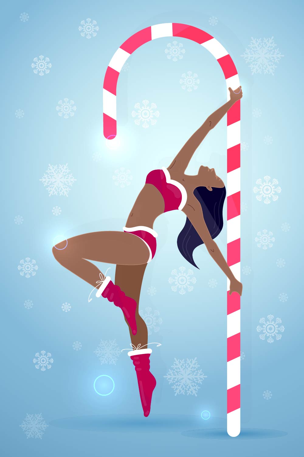 Candy Cane Pole Girl Acrylic Ornament