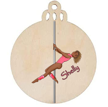 Custom Pole Girl Wood Ornament