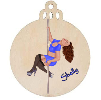 Custom Pole Girl {PLUS SIZE BODY} Wood Ornament
