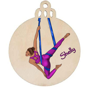Custom Aerial Silks Girl Wood Ornament