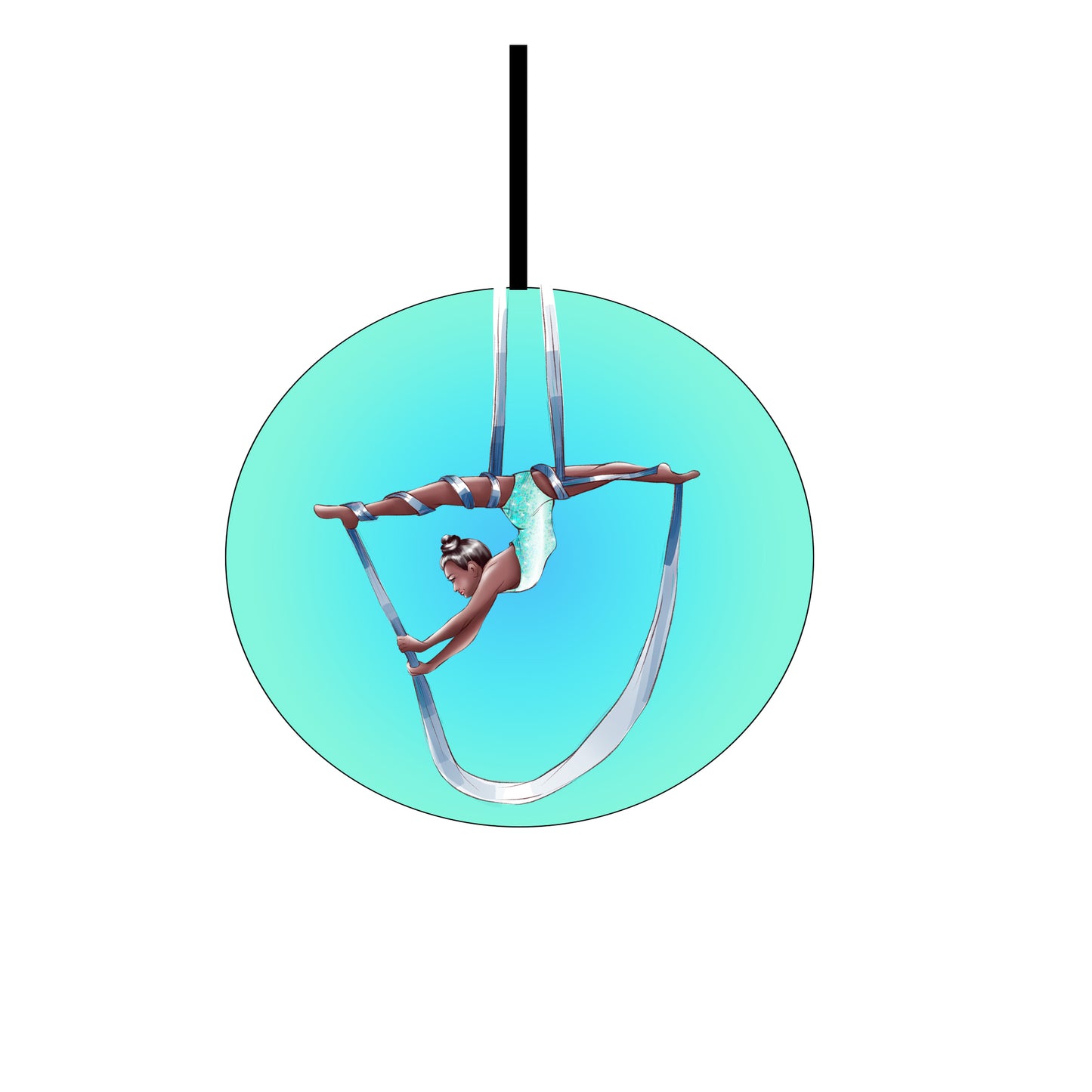 Aerial Silks Girl Acrylic Ornament-Upside Down Split {Dark Tone}